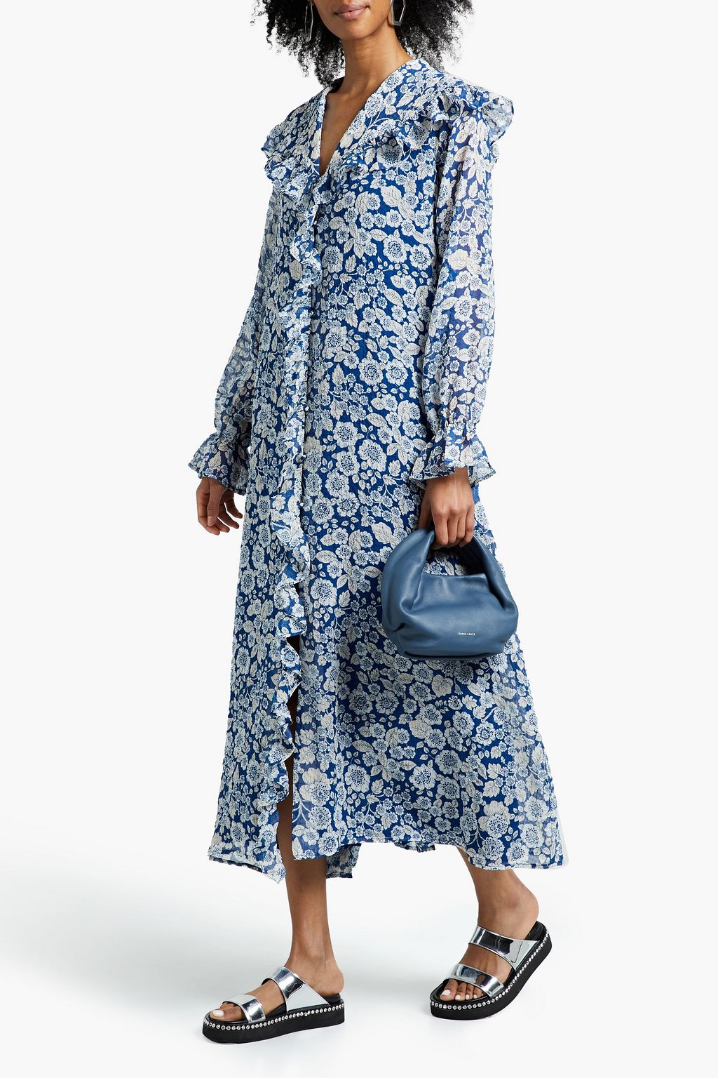 SAMSØE Φ SAMSØE Jytta ruffled polka-dot recycled organza midi dress