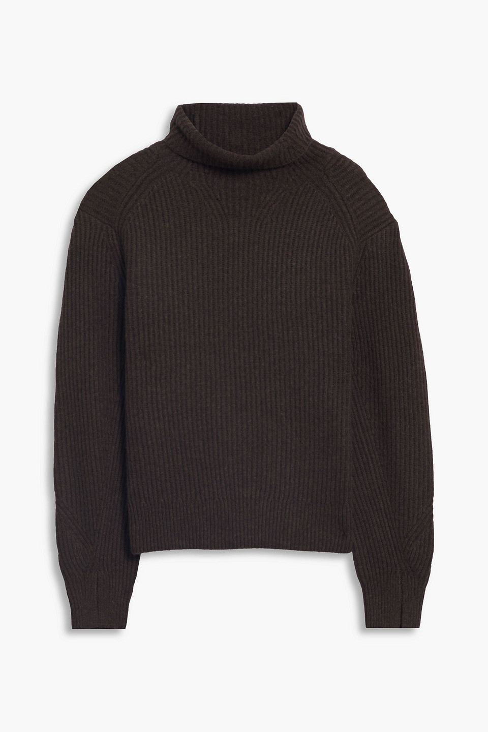 Rag & Bone Pierce Brushed Ribbed Cashmere Turtleneck Sweater In Dark Brown
