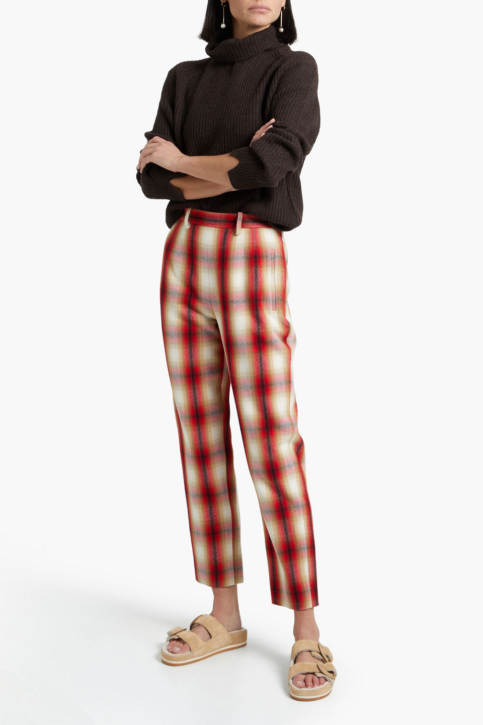 Rag & Bone Pierce Brushed Ribbed Cashmere Turtleneck Sweater In Dark Brown