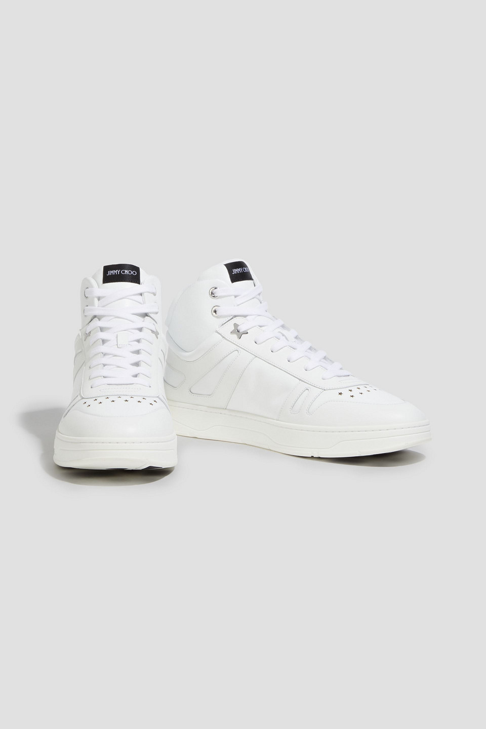 Jimmy Choo Man Appliquéd Laser-cut Leather High-top Trainers In White