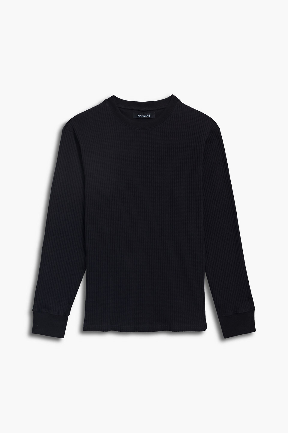 Nahmias Embroidered Waffle-knit Cotton T-shirt In Black