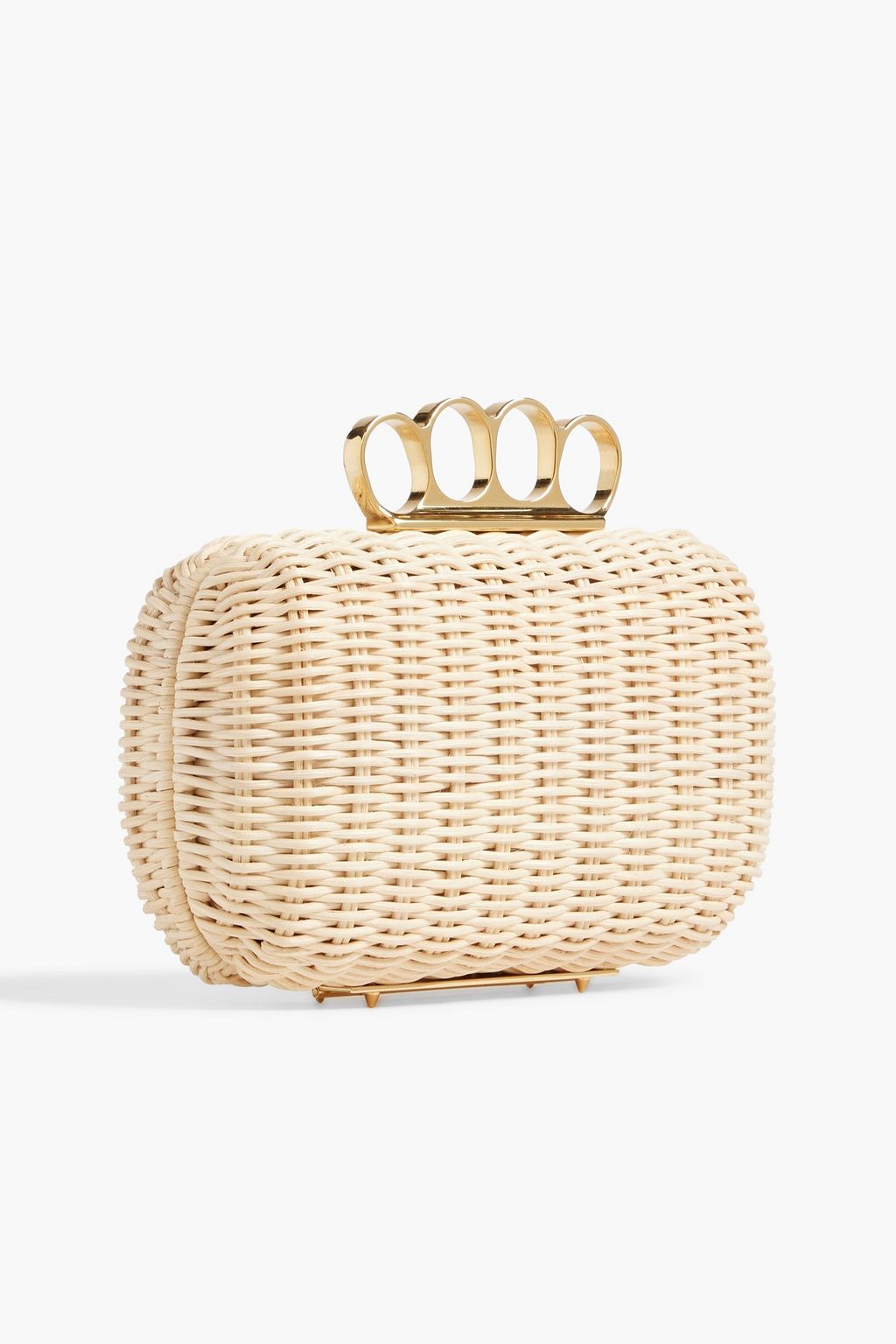 MCQUEEN Four Ring woven straw clutch
