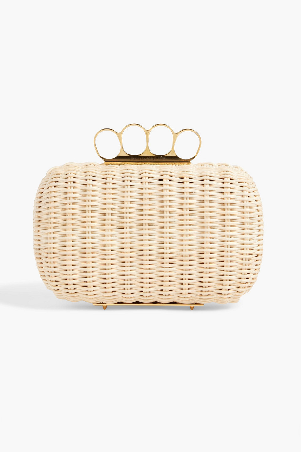 Alexander Mcqueen Four Ring Woven Straw Clutch