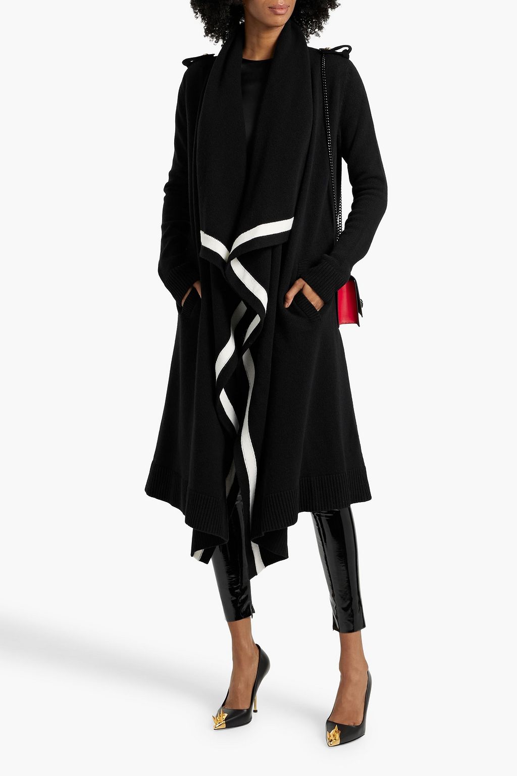 MCQUEEN Draped two-tone wool jacket