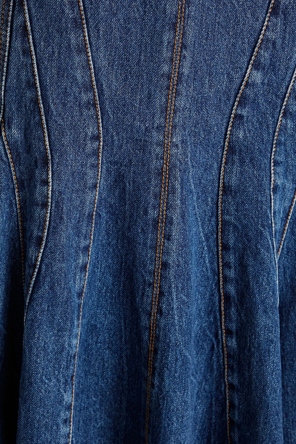 MCQUEEN Asymmetric denim midi dress