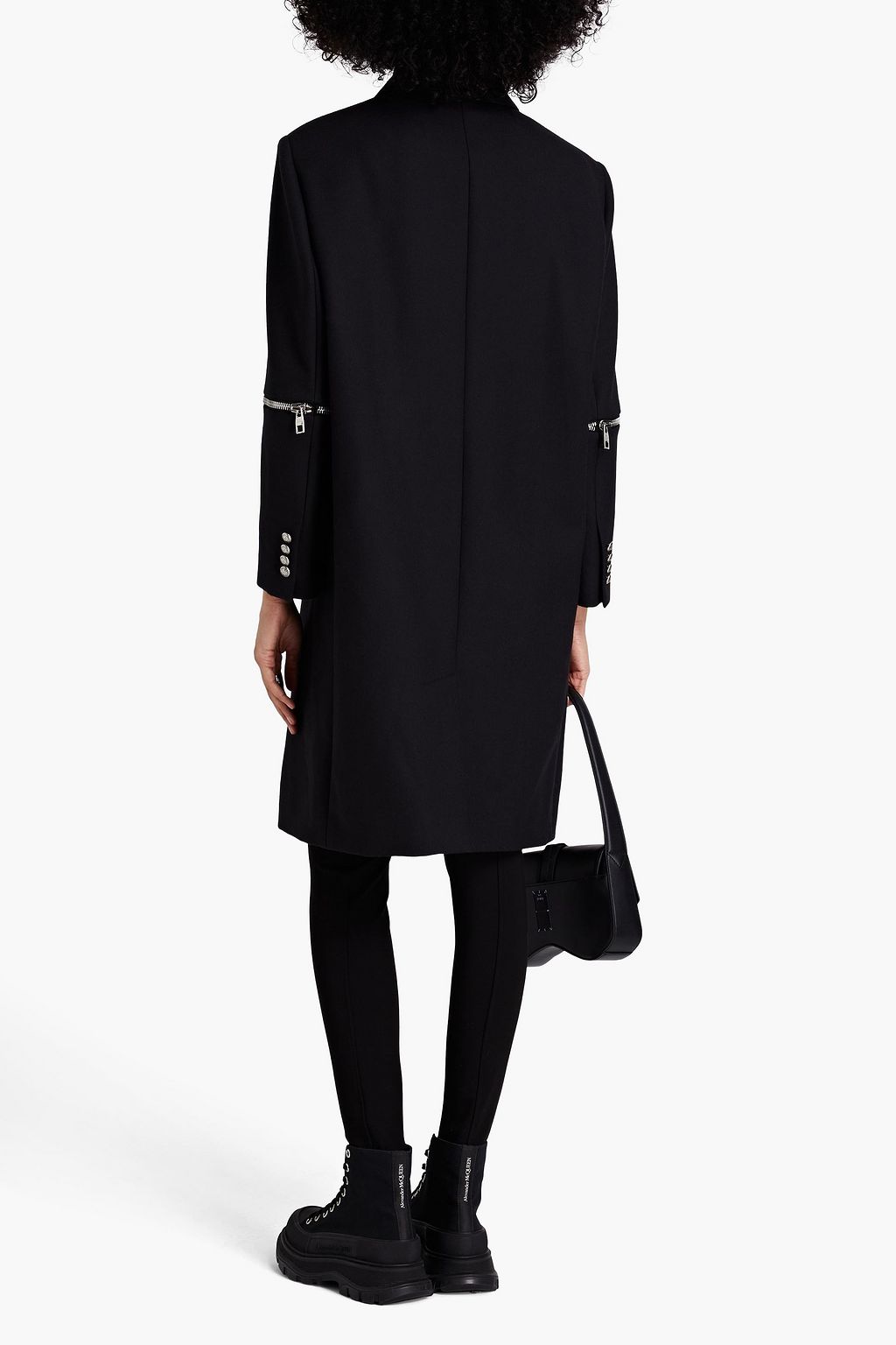 MCQUEEN Double-breasted zip-detailed wool-twill coat