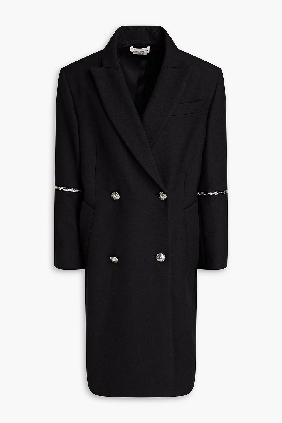 Alexander Mcqueen Double-breasted Zip-detailed Wool-twill Coat