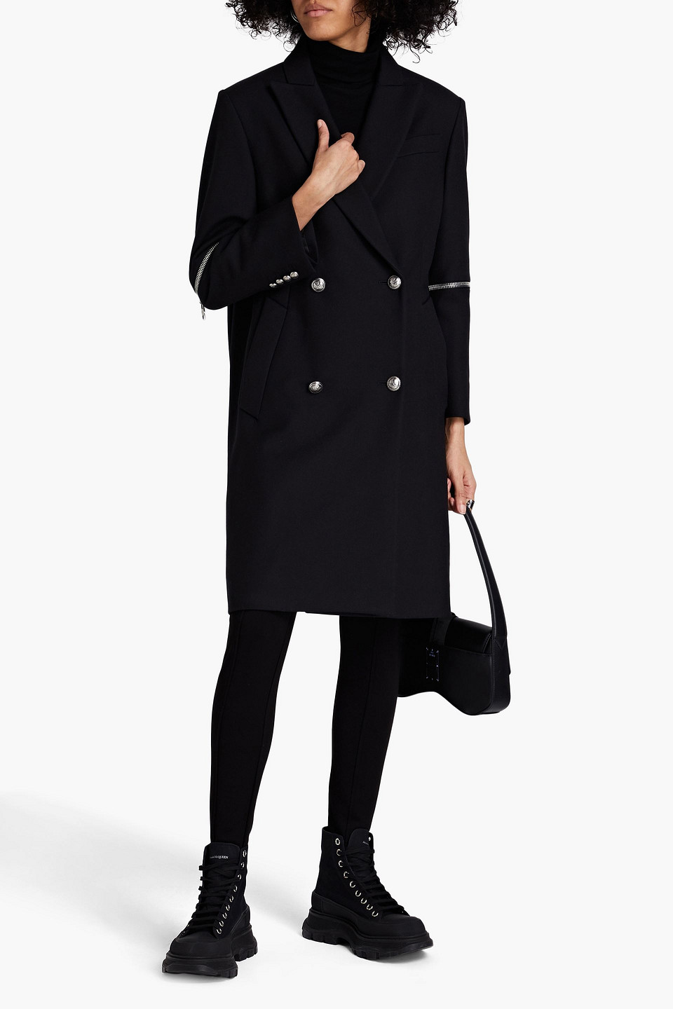 Alexander Mcqueen Double-breasted Zip-detailed Wool-twill Coat
