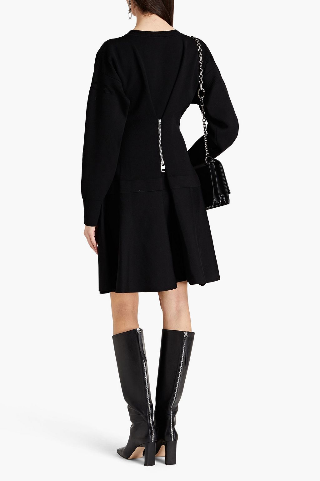 MCQUEEN Zip-embellished knitted mini dress
