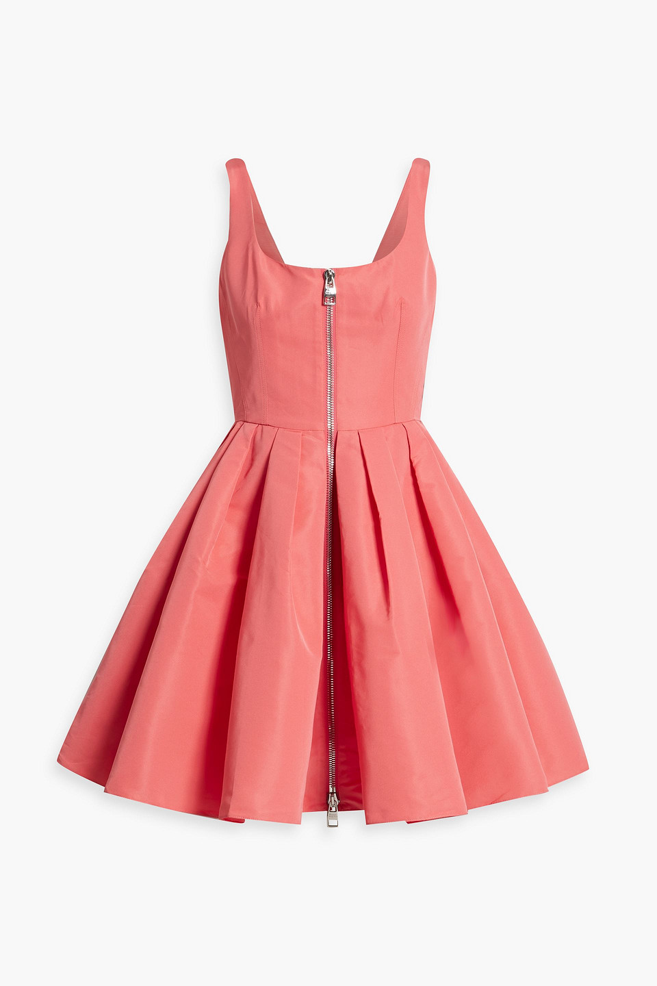 Alexander Mcqueen Flared Faille Mini Dress In Coral