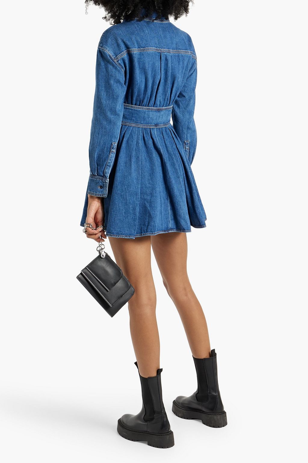 MCQUEEN Denim mini shirt dress