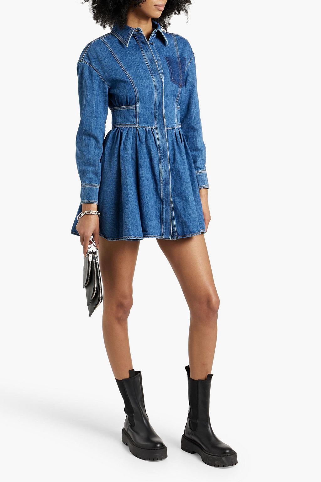 MCQUEEN Denim mini shirt dress