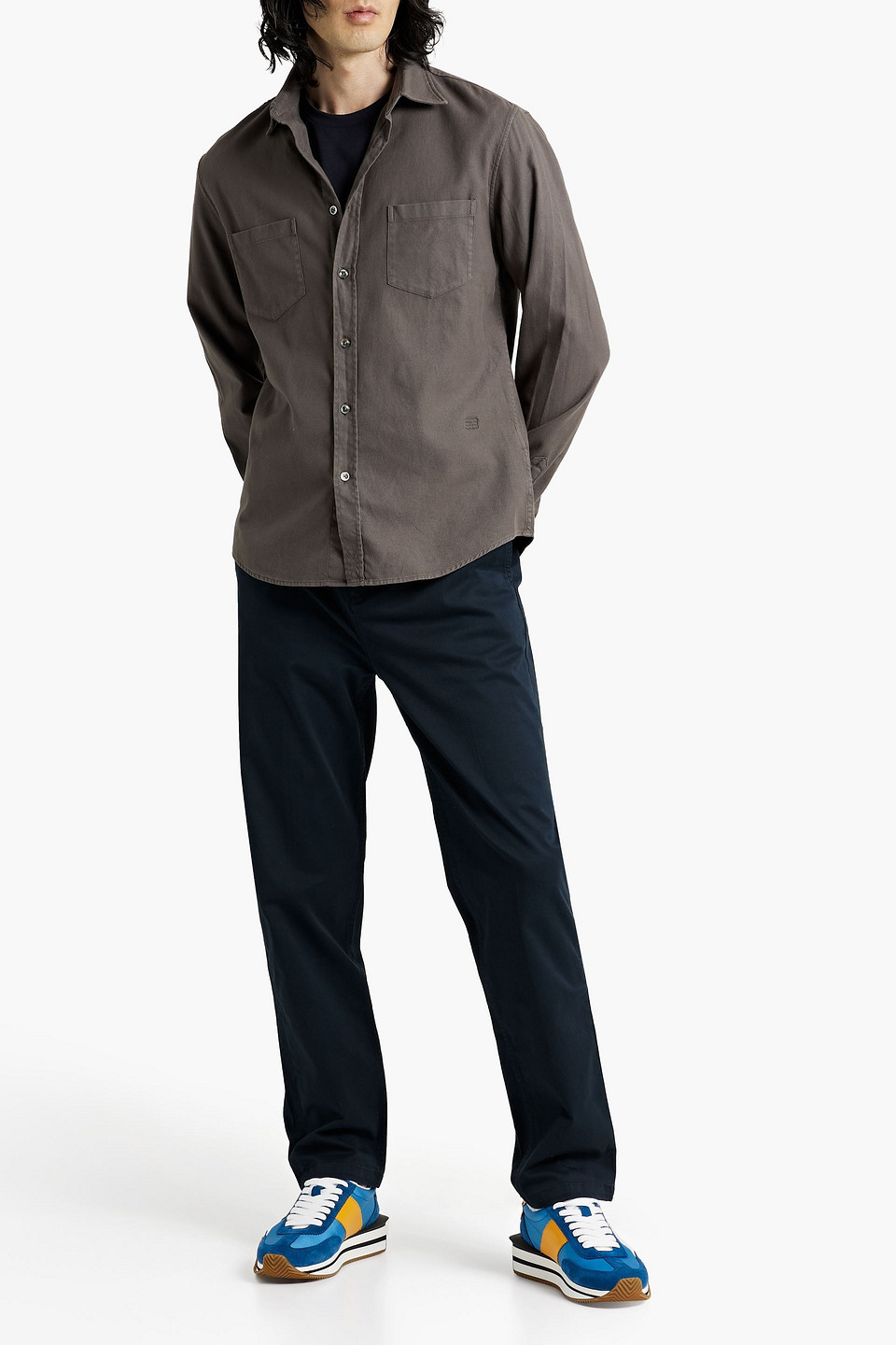 Frame Man Cotton-blend Twill Chinos In Navy