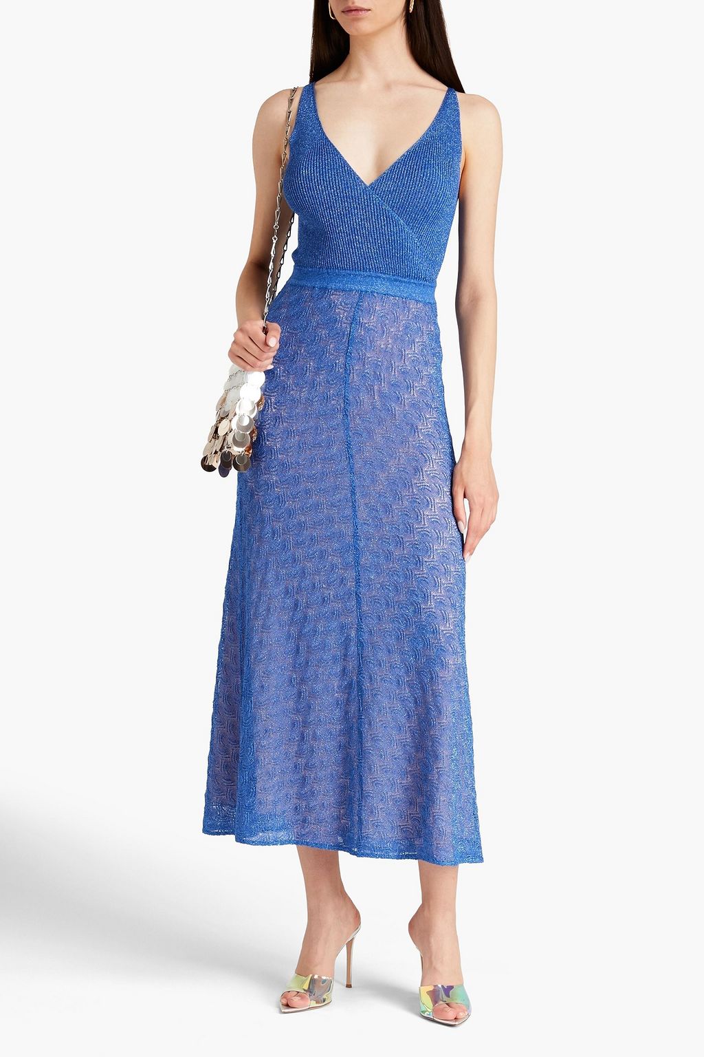 MISSONI Metallic crochetknit midi dress THE