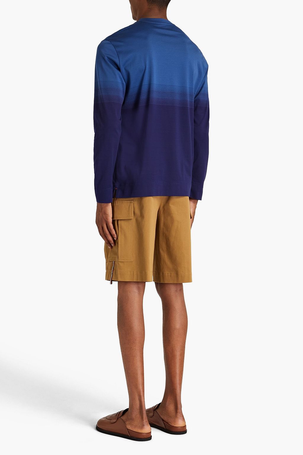 MISSONI T-Shirt aus Baumwoll-Jersey mit Streifen und Henley-Kragen