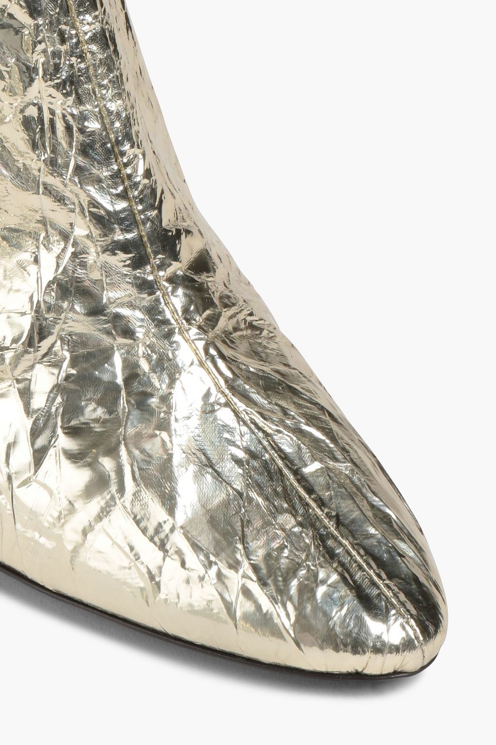 SAINT LAURENT Metallic crinkled-leather ankle boots