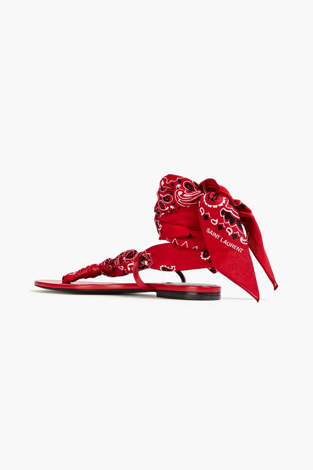 SAINT LAURENT Dallas leathertrimmed paisleyprint woven sandals THE