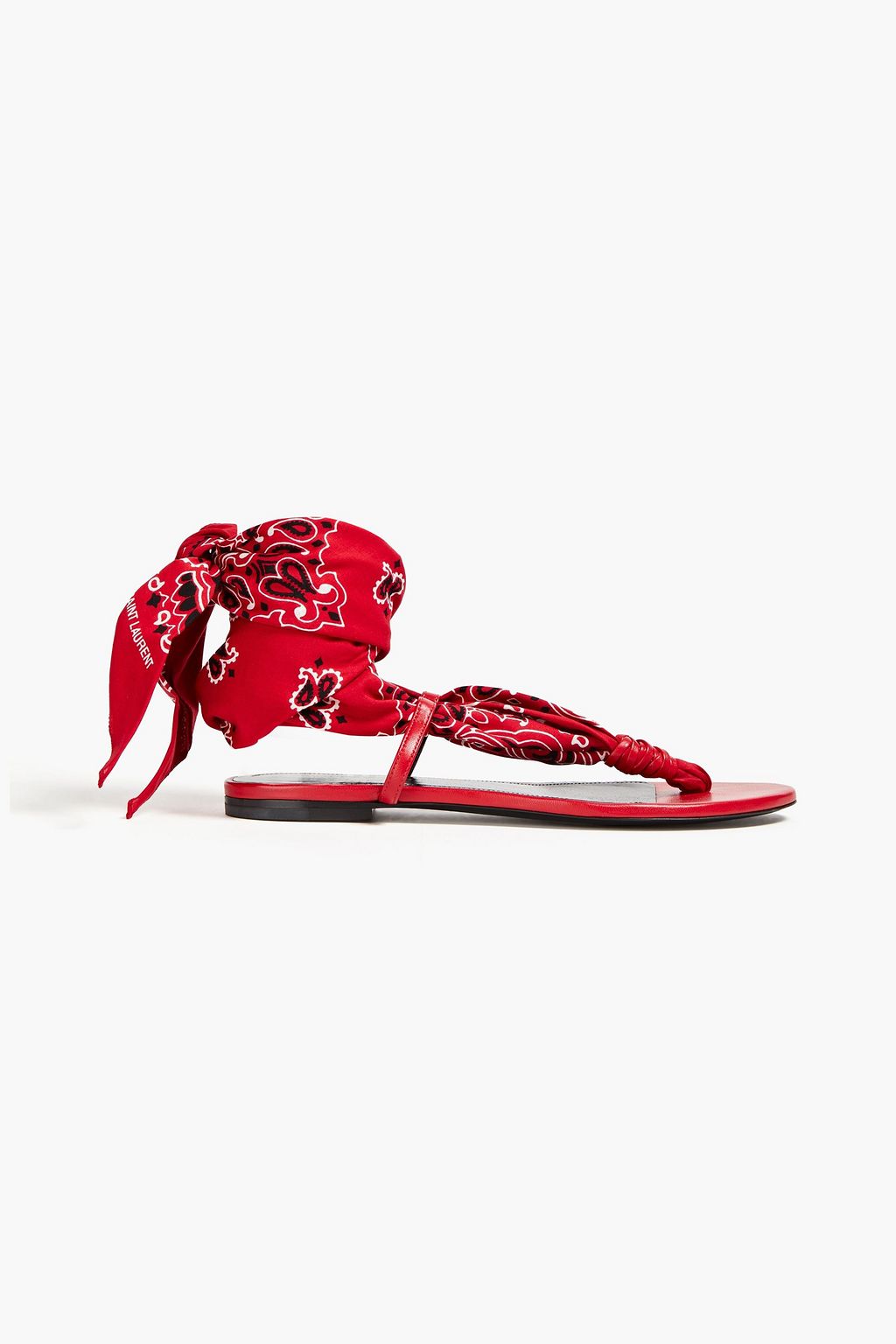 SAINT LAURENT Dallas leathertrimmed paisleyprint woven sandals THE