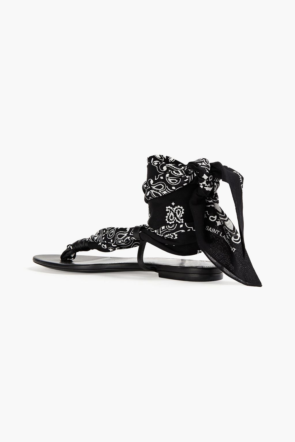 SAINT LAURENT Dallas leathertrimmed paisleyprint woven sandals THE