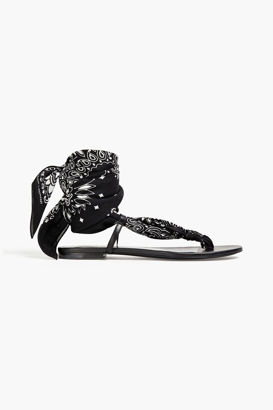 SAINT LAURENT Dallas leathertrimmed paisleyprint woven sandals THE