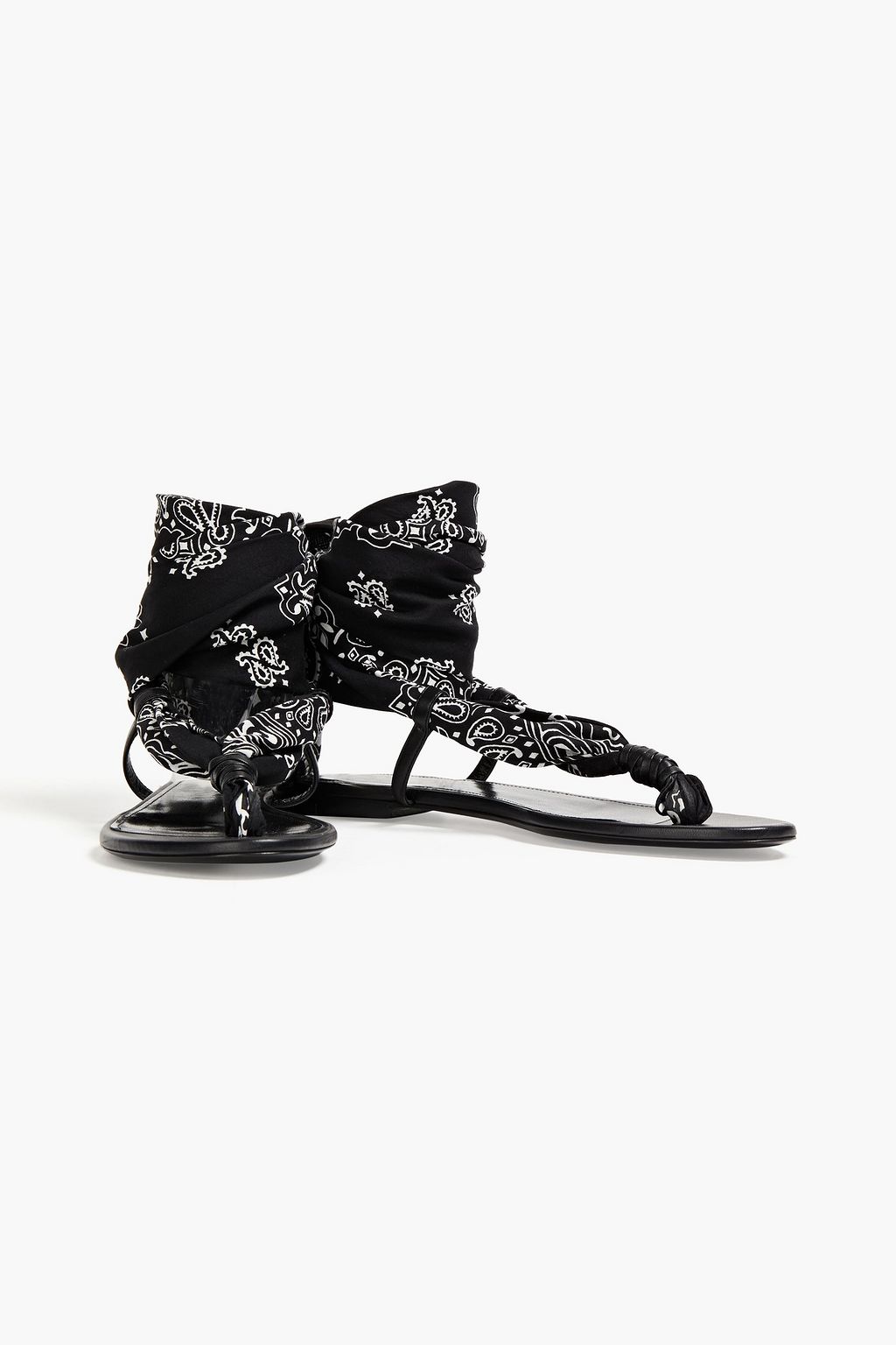 SAINT LAURENT Dallas leathertrimmed paisleyprint woven sandals THE