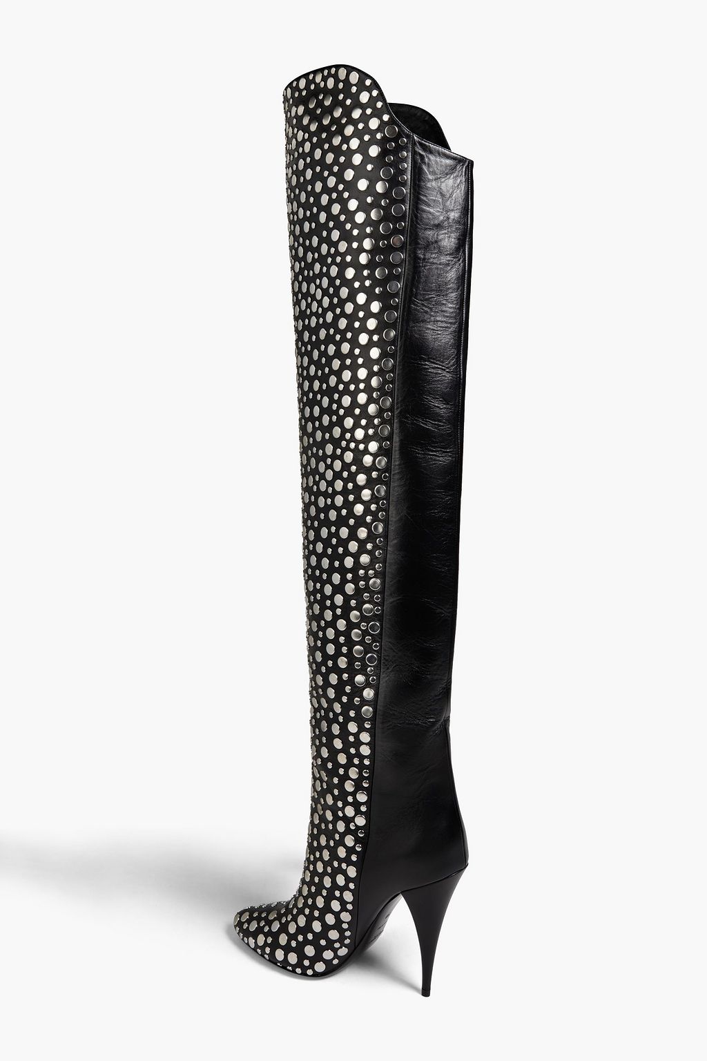 SAINT LAURENT Studded suede thigh boots