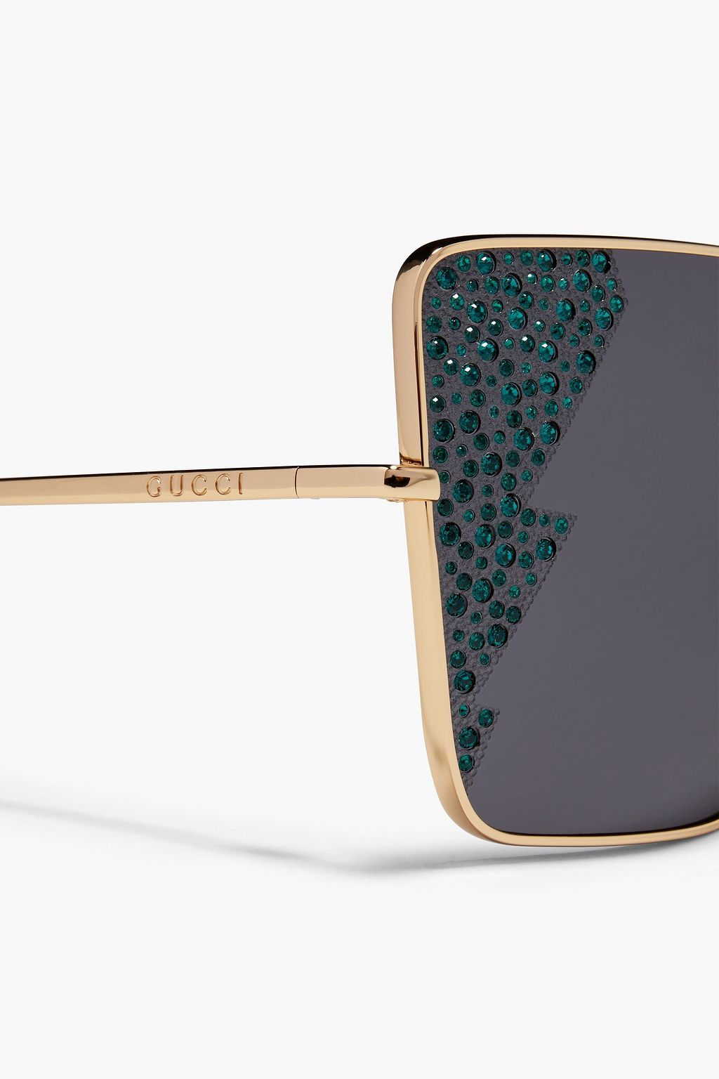 GUCCI Sonnenbrille mit eckigem Rahmen aus Metall mit Kristallverzierung