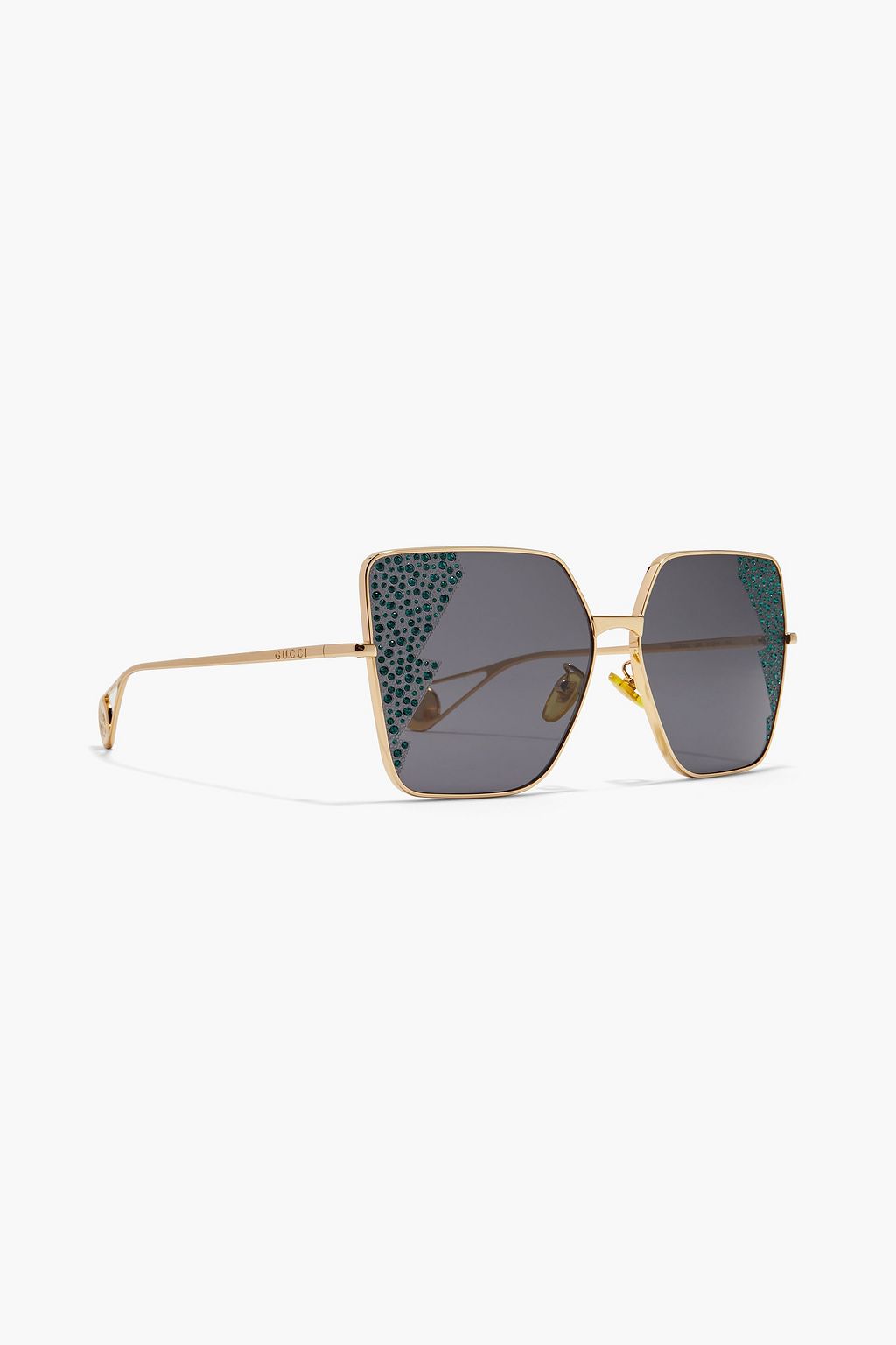 GUCCI Sonnenbrille mit eckigem Rahmen aus Metall mit Kristallverzierung