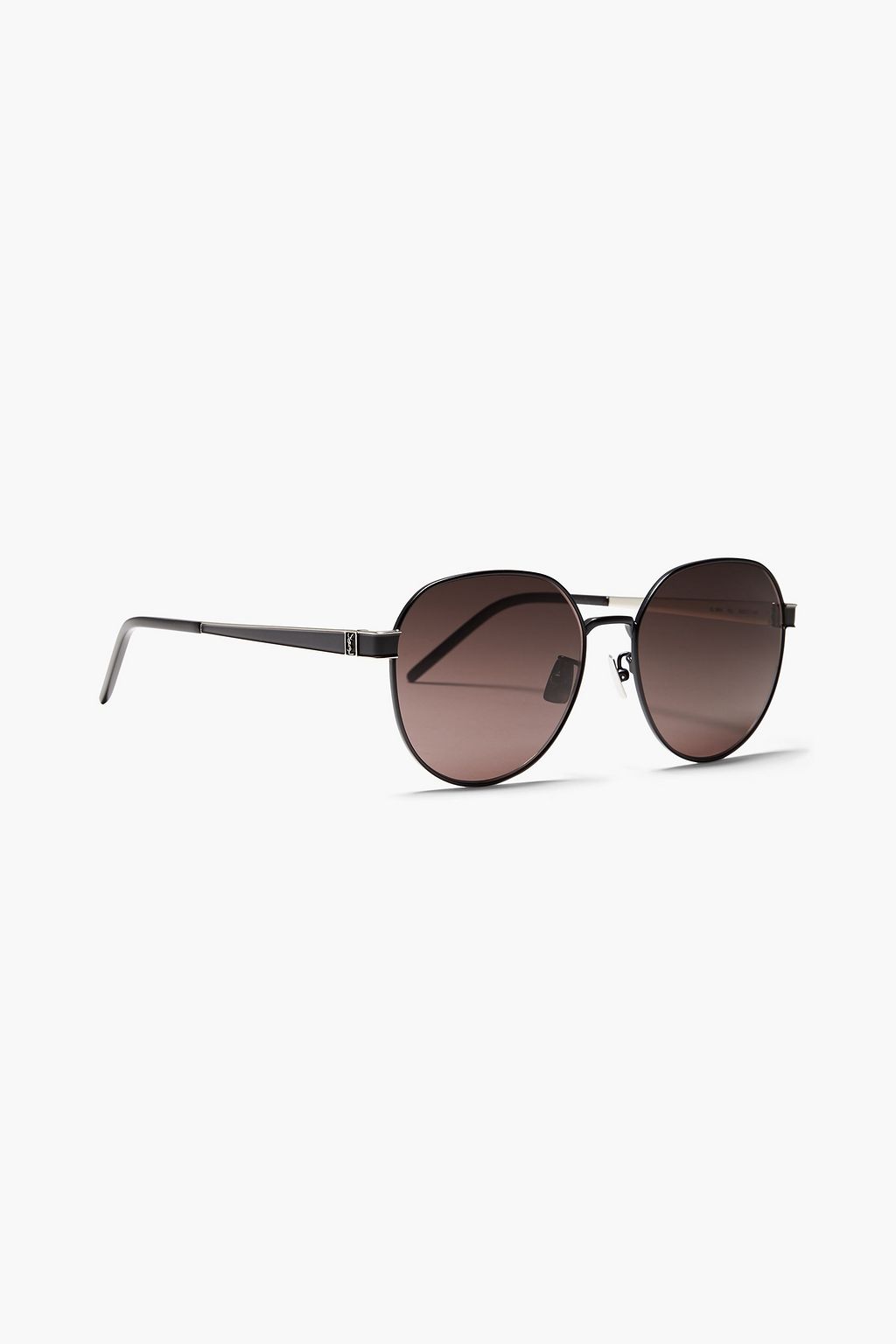 SAINT LAURENT Round-frame silver-tone sunglasses