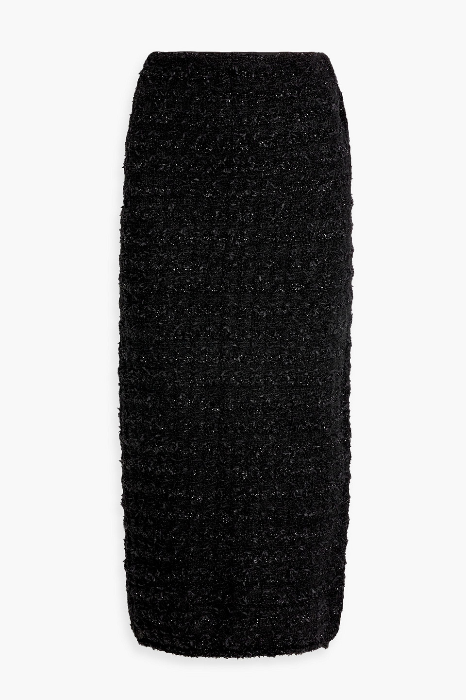 Balenciaga Metallic Tweed Midi Skirt In Black