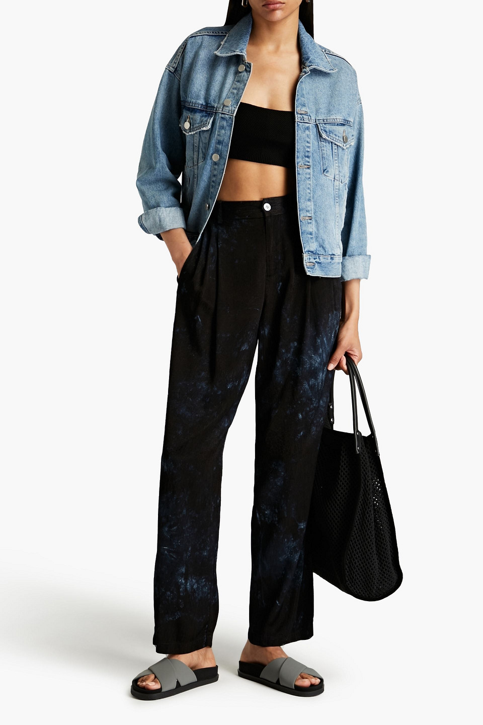 Raquel Allegra Tie-dyed Jacquard Straight-leg Trousers
