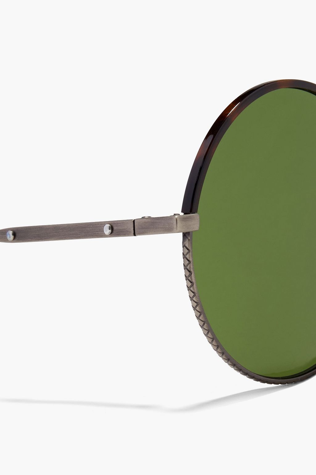 BOTTEGA VENETA Round-frame gunmetal-tone sunglasses