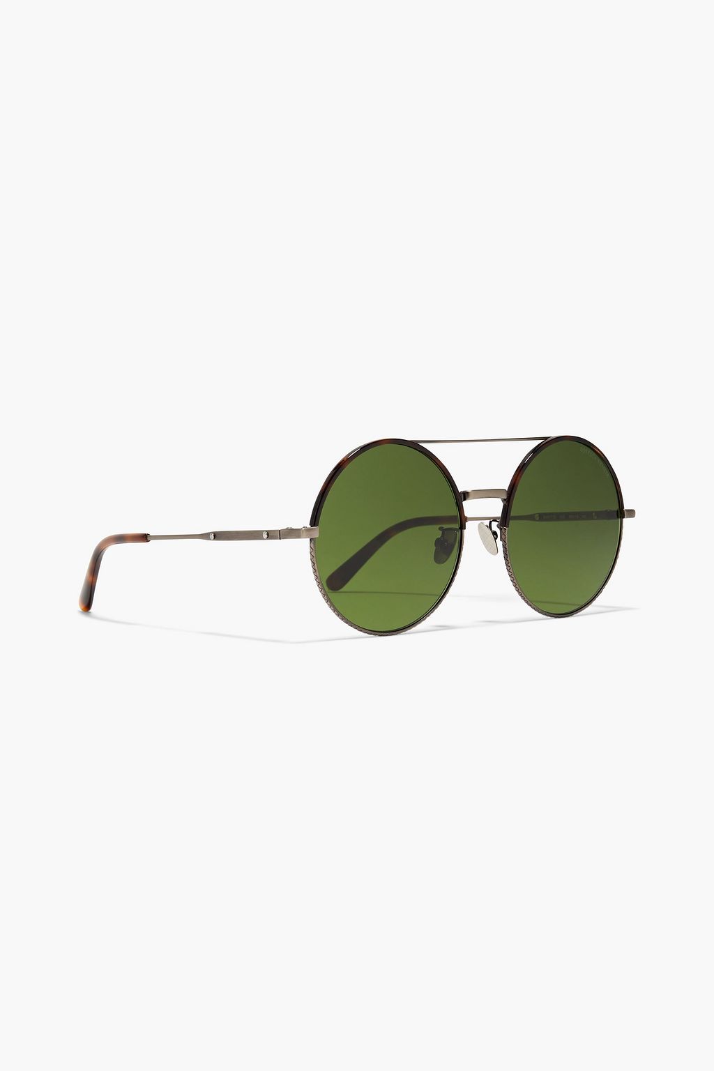 BOTTEGA VENETA Round-frame gunmetal-tone sunglasses