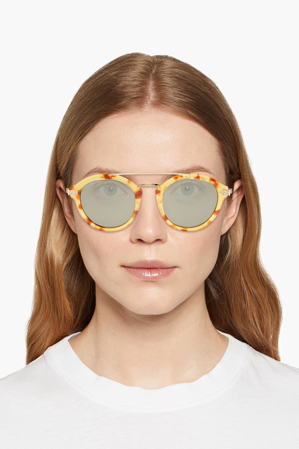 GUCCI 에비에이터 스타일 토터스쉘 프린트 아세테이트 선글라스