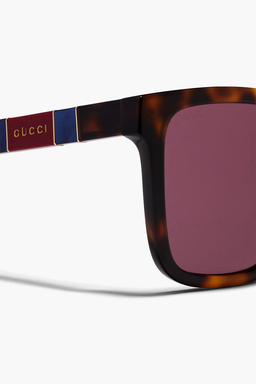 GUCCI Rectangle-frame tortoiseshell acetate sunglasses