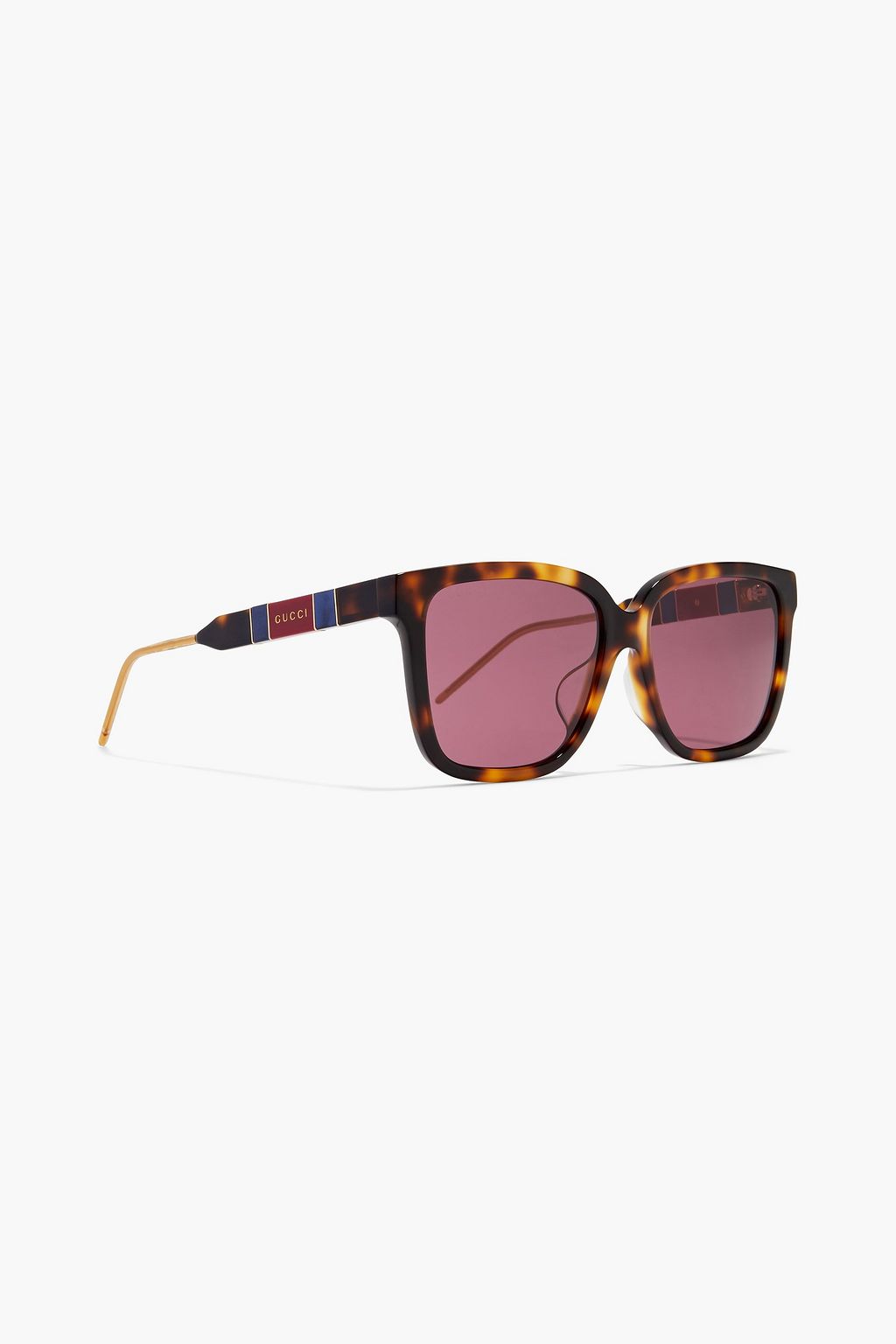 GUCCI Rectangle-frame tortoiseshell acetate sunglasses