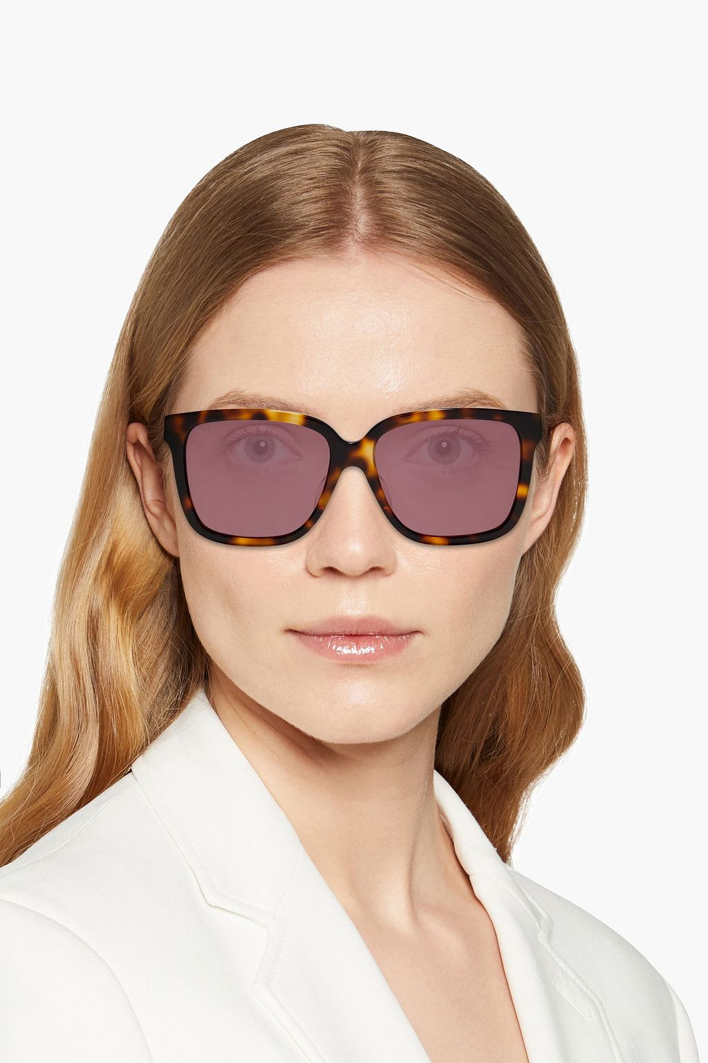 GUCCI Rectangle-frame tortoiseshell acetate sunglasses