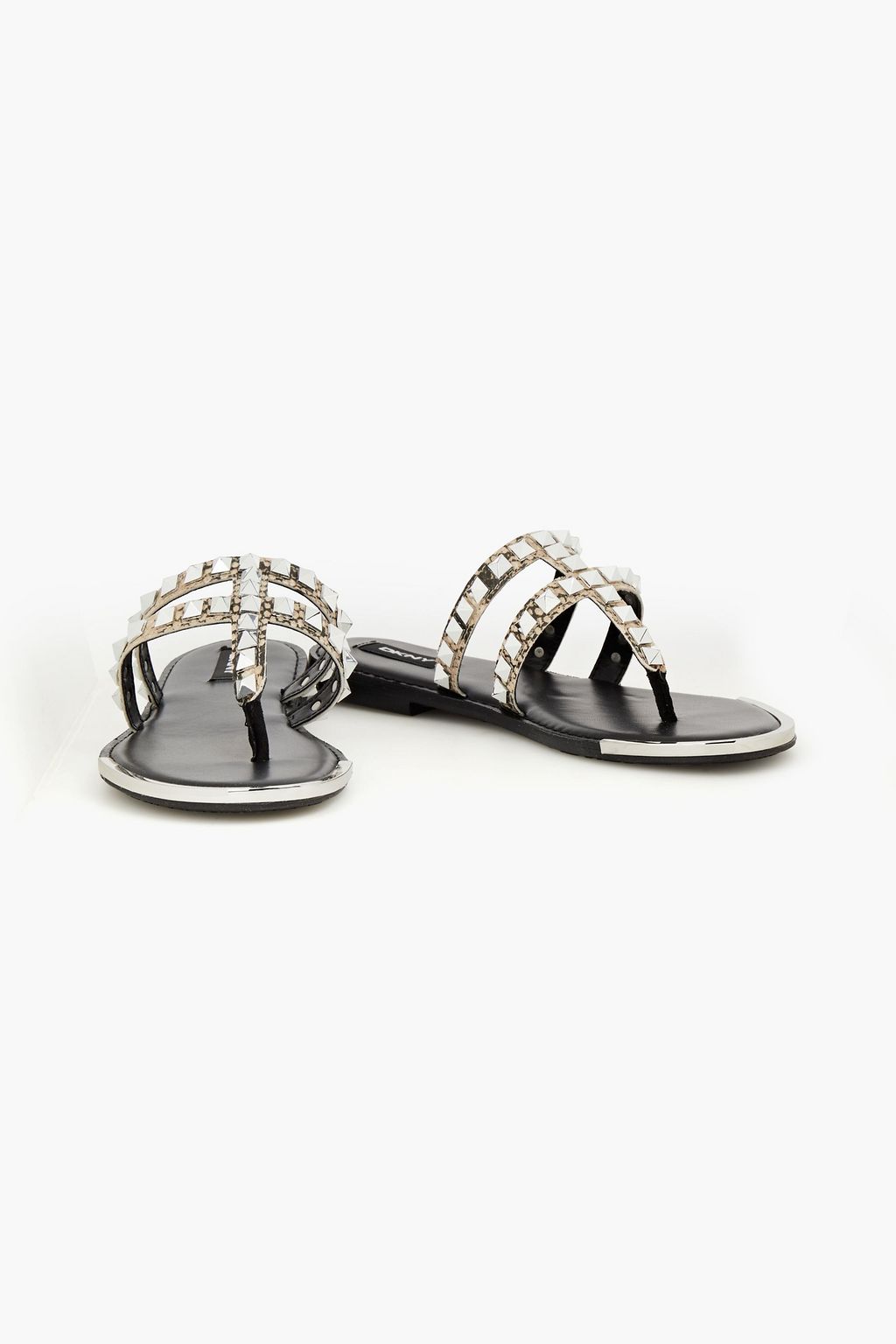 DKNY Studded faux snake-effect leather sandals