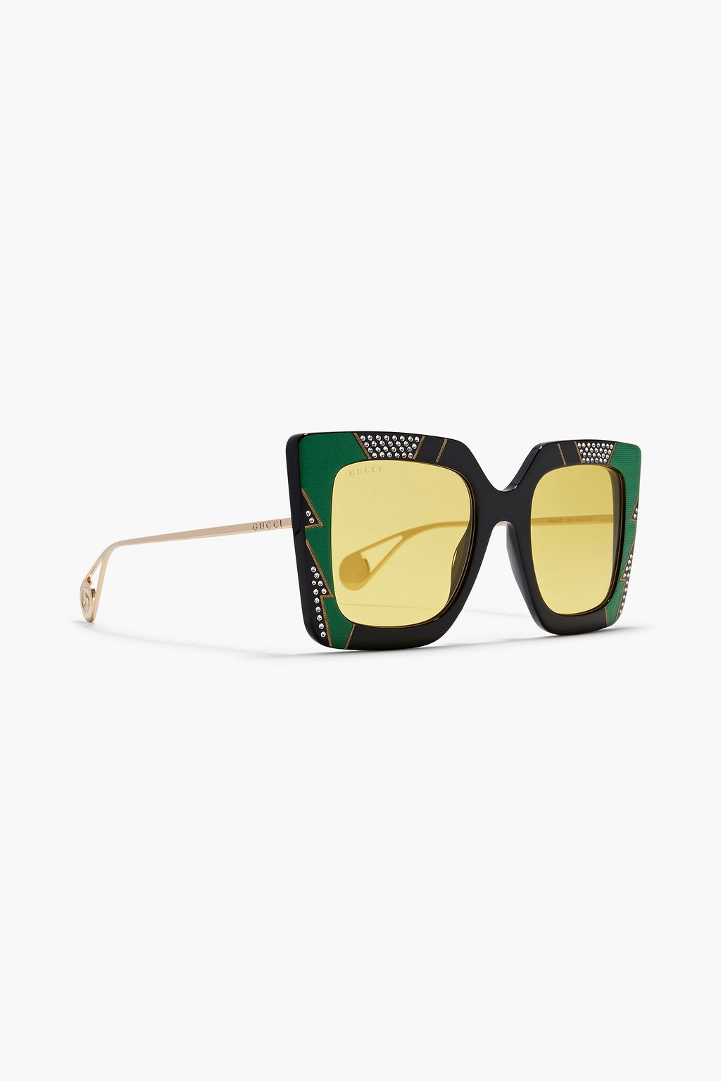 GUCCI Square-frame crystal-embellished acetate sunglasses
