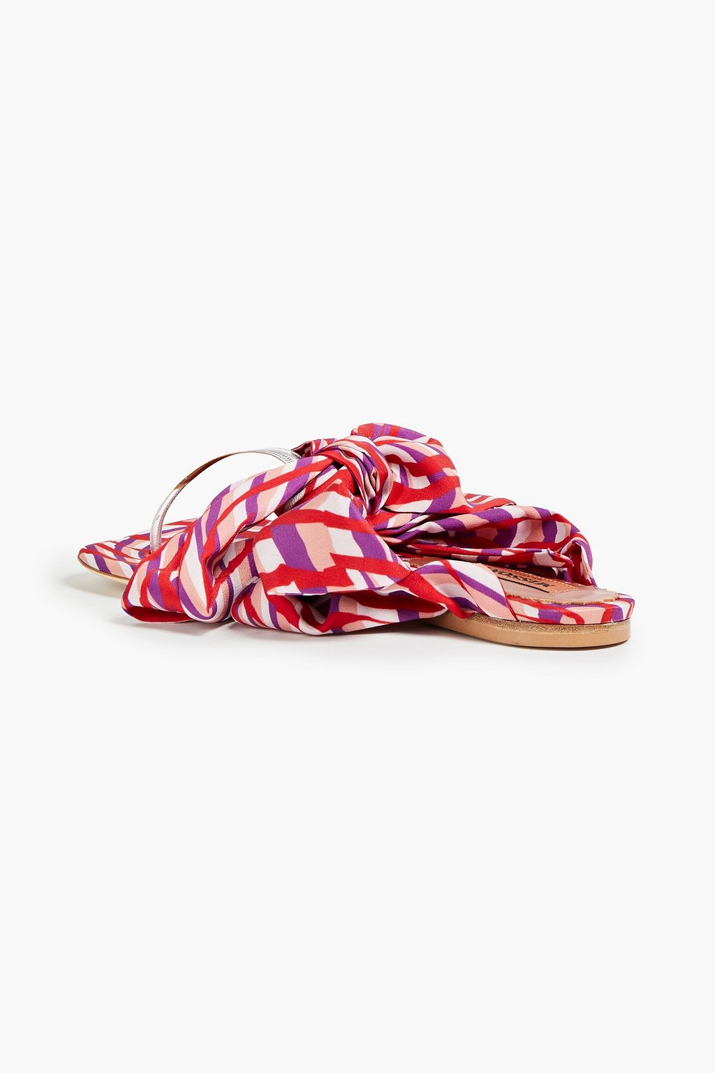 MISSONI Printed satin and metallic leather sandals