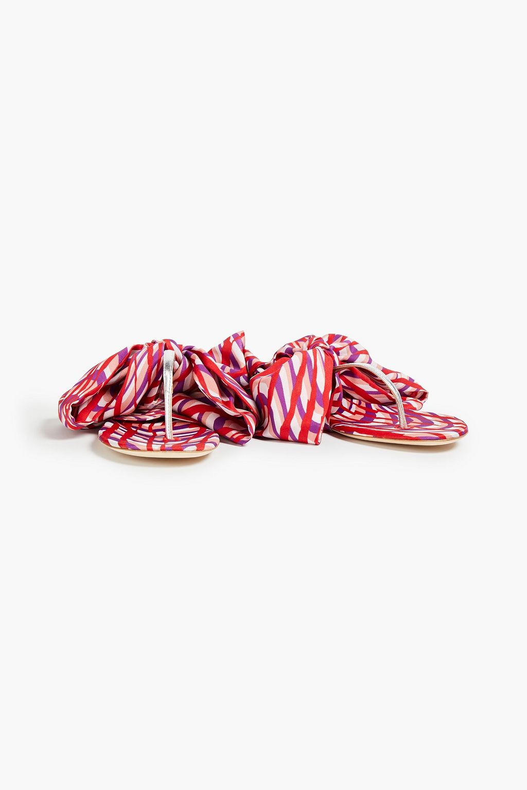 MISSONI Printed satin and metallic leather sandals