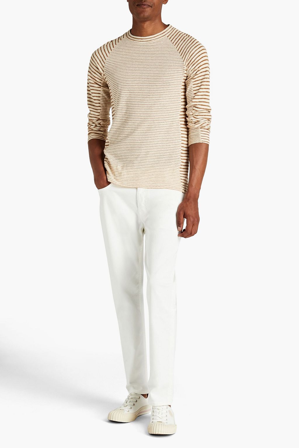 ACNE STUDIOS Striped cotton and linen-blend jersey T-shirt