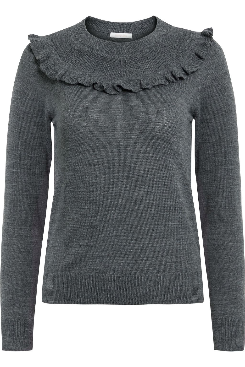 SEE BY CHLO Ruffled m lange stretch knit sweater THE OUTNET
