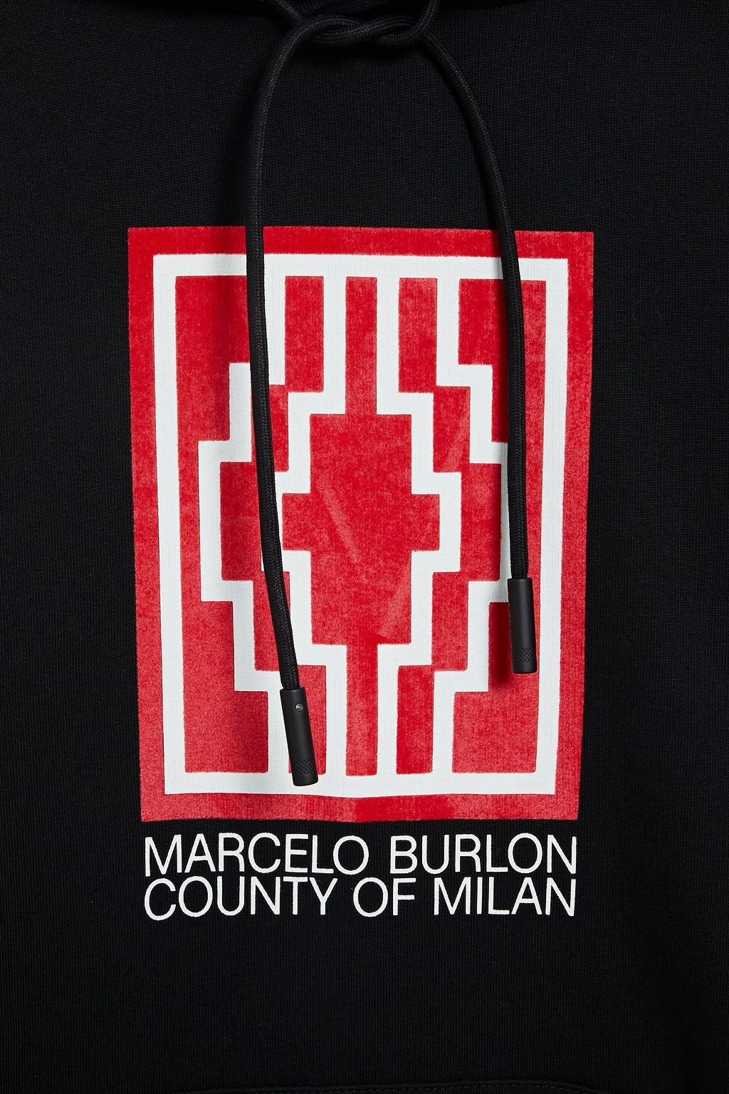 MARCELO BURLON Printed flocked French cotton-terry hoodie