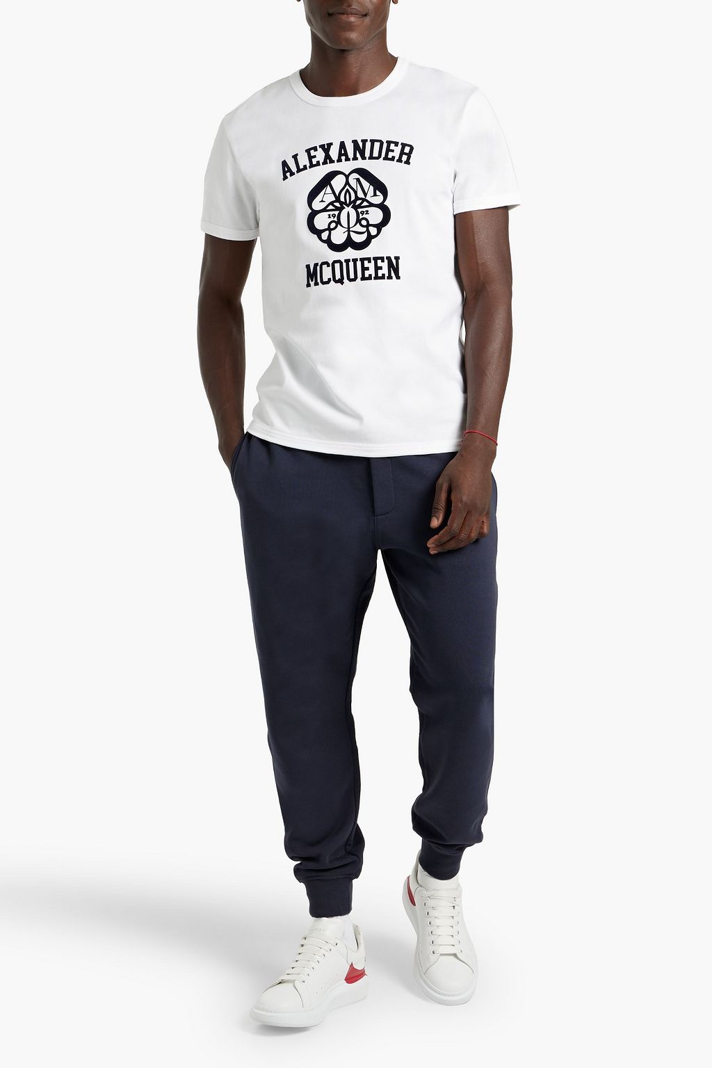 MCQUEEN Flocked cotton-jersey T-shirt