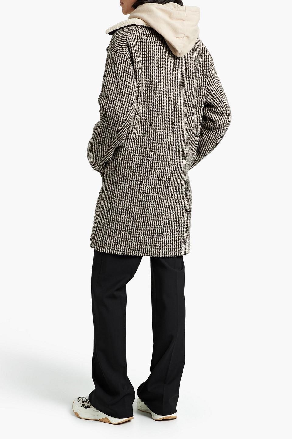 Rag & Bone Mina Double-breasted Houndstooth Wool-blend Tweed Coat In Black