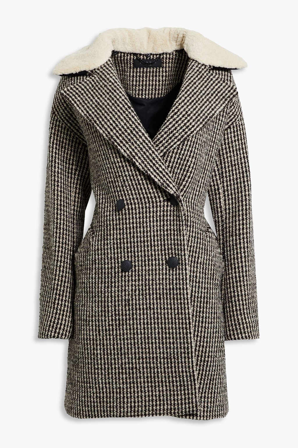 Black Mina double-breasted houndstooth wool-blend tweed coat | RAG & BONE | THE OUTNET