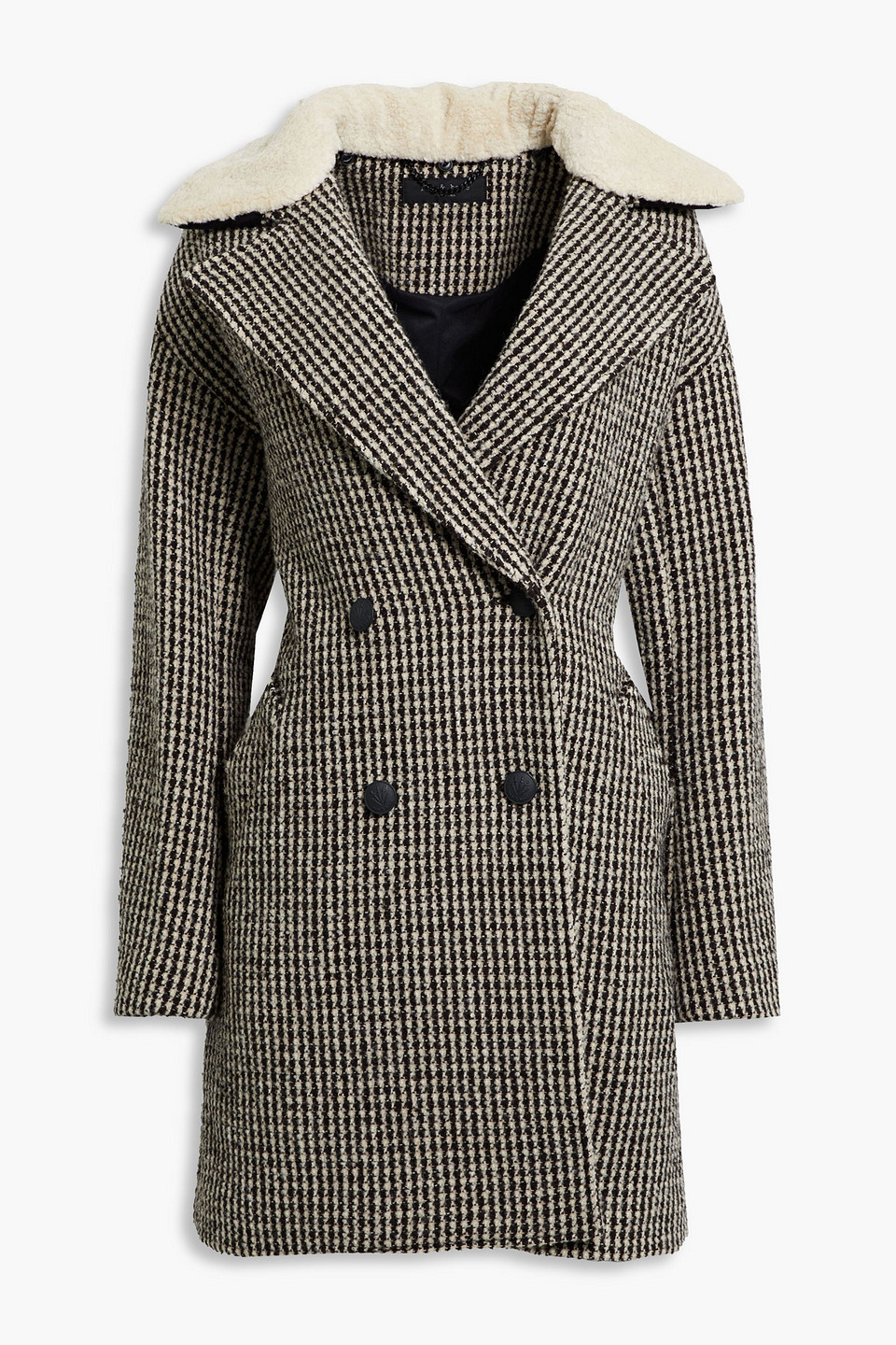 Rag & Bone Mina Double-breasted Houndstooth Wool-blend Tweed Coat In Black