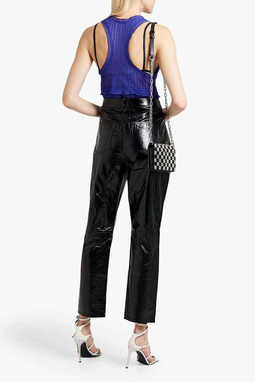 IRO Dakota crinkled patent-leather straight-leg pants