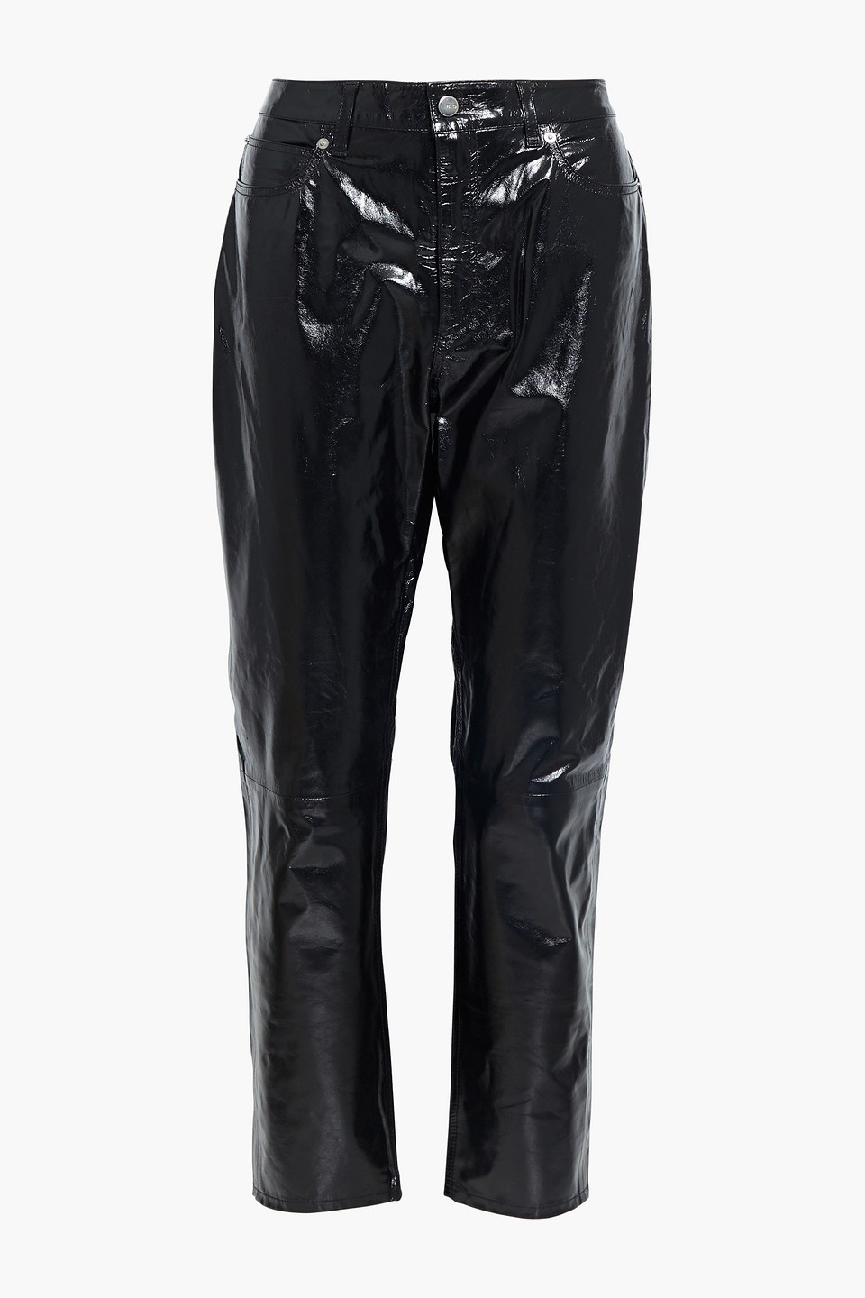 Dakota crinkled patent-leather straight-leg pants